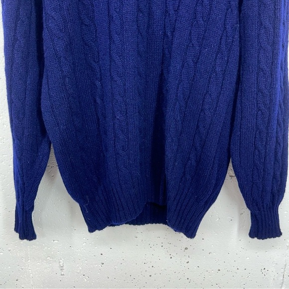 Wilmington Country Store Size Large Navy Blue 100% Scottish Wool Sweater - Picture 3 of 16